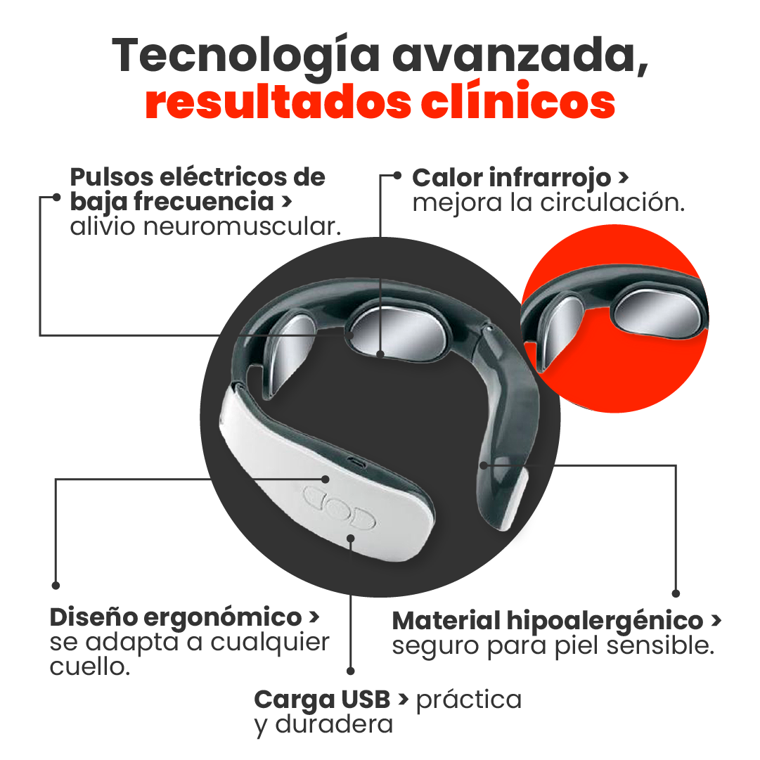 Masajeador cervical terapéutico para aliviar dolor, estrés y migrañas.