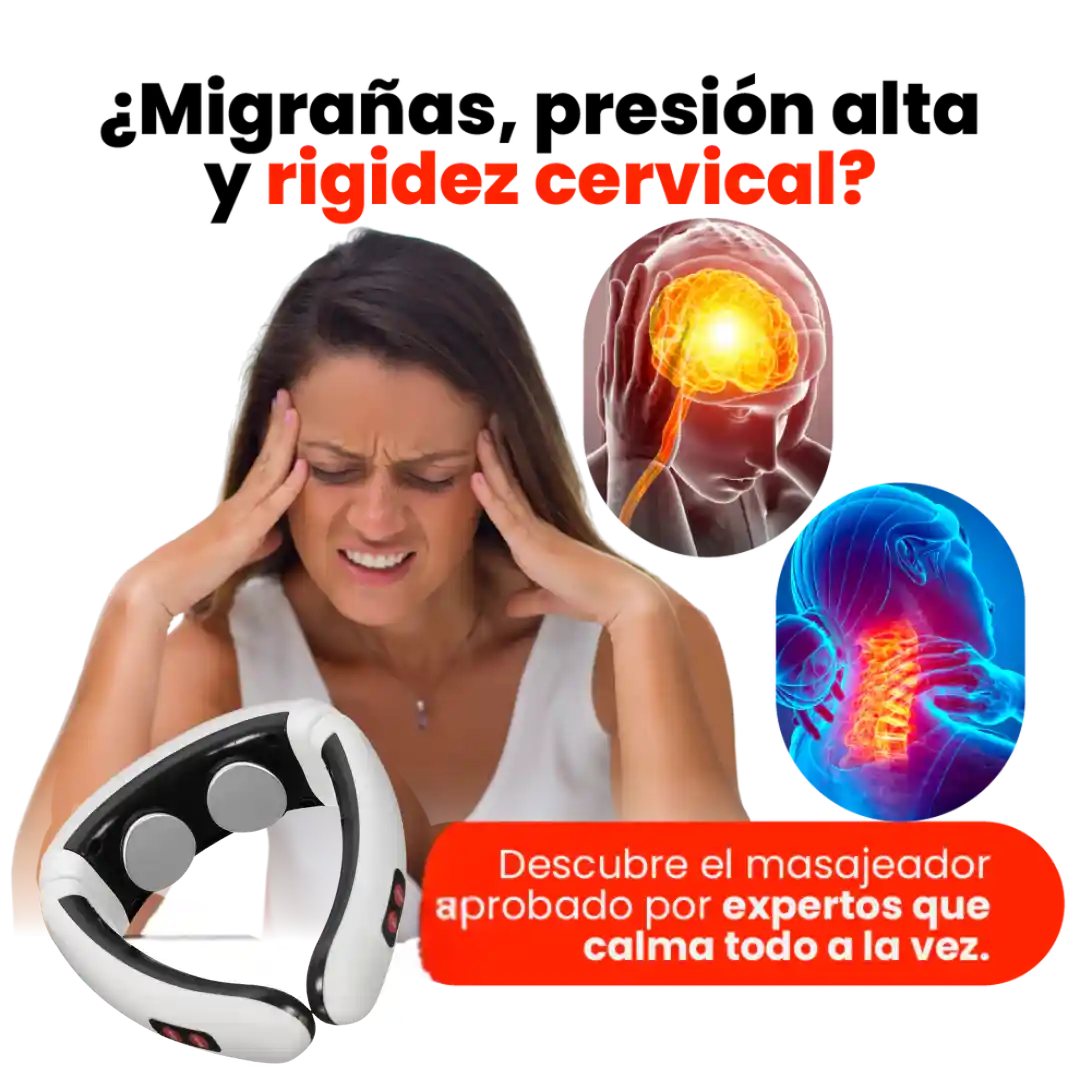 Masajeador cervical terapéutico para aliviar dolor, estrés y migrañas.
