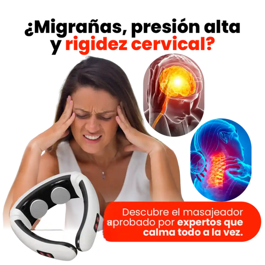 Masajeador cervical terapéutico para aliviar dolor, estrés y migrañas.