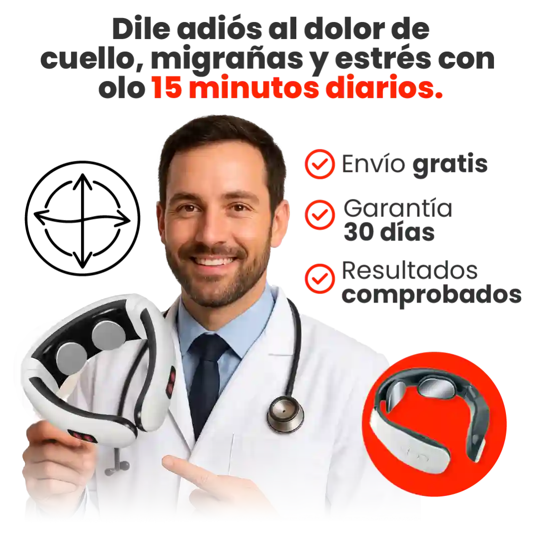 Masajeador cervical terapéutico para aliviar dolor, estrés y migrañas.